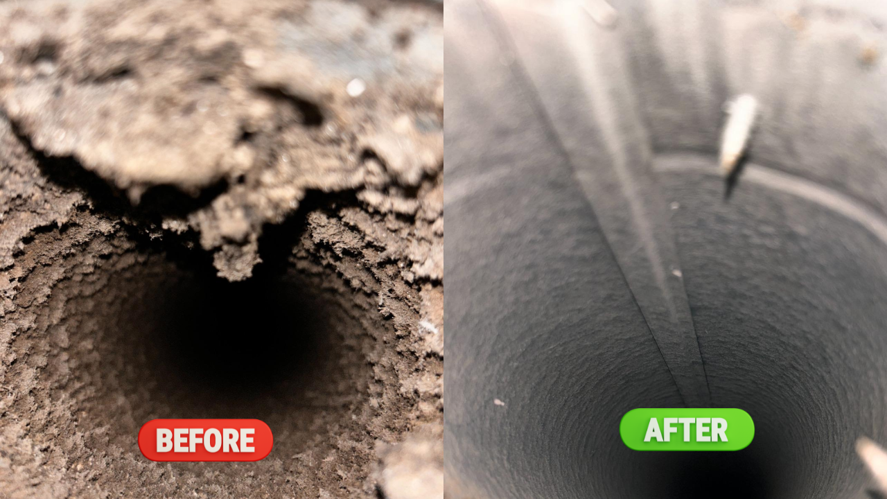 Blueguard best Professional dryer vent Cleaning Before and after images