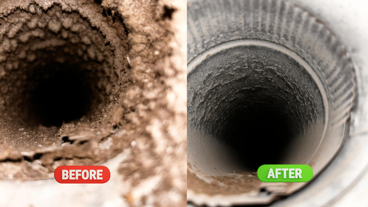 Blueguard is best local dryer vent Cleaning service Before and after images