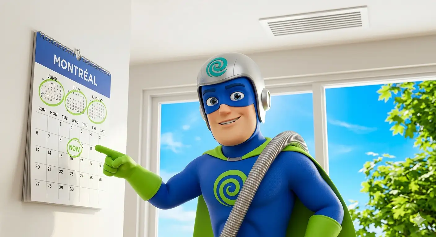 Family enjoying cool clean air in a Montreal home after summer air duct cleaning