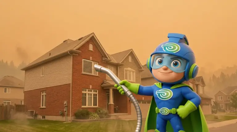 air duct cleaning after wildfire smoke Ottawa BlueGuard mascot