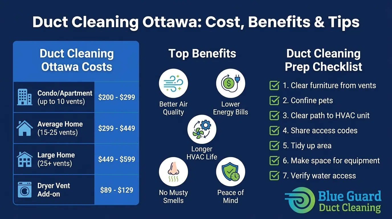 Duct Cleaning Ottawa: 5 Proven Benefits, Real Costs and Discounts Now 1 duct cleaning Ottawa cost benefits tips infographic
