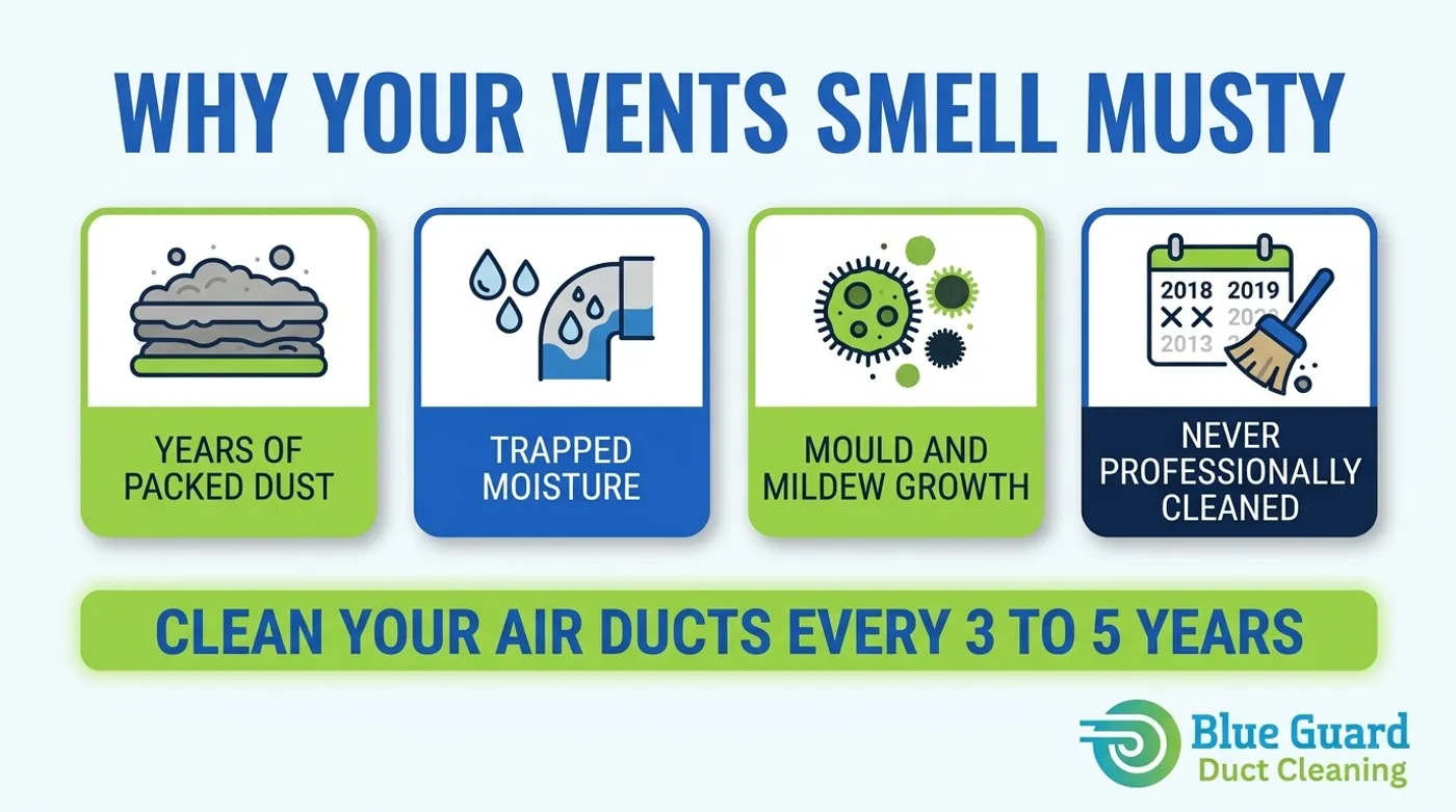 Air duct cleaning fixes musty vents caused by dust, moisture and mould in Barrhaven