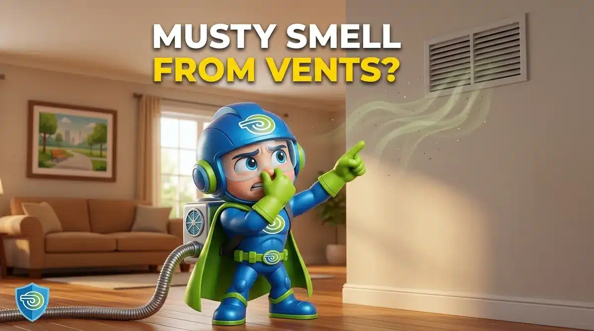 Air duct cleaning to remove a musty smell from Barrhaven home vents