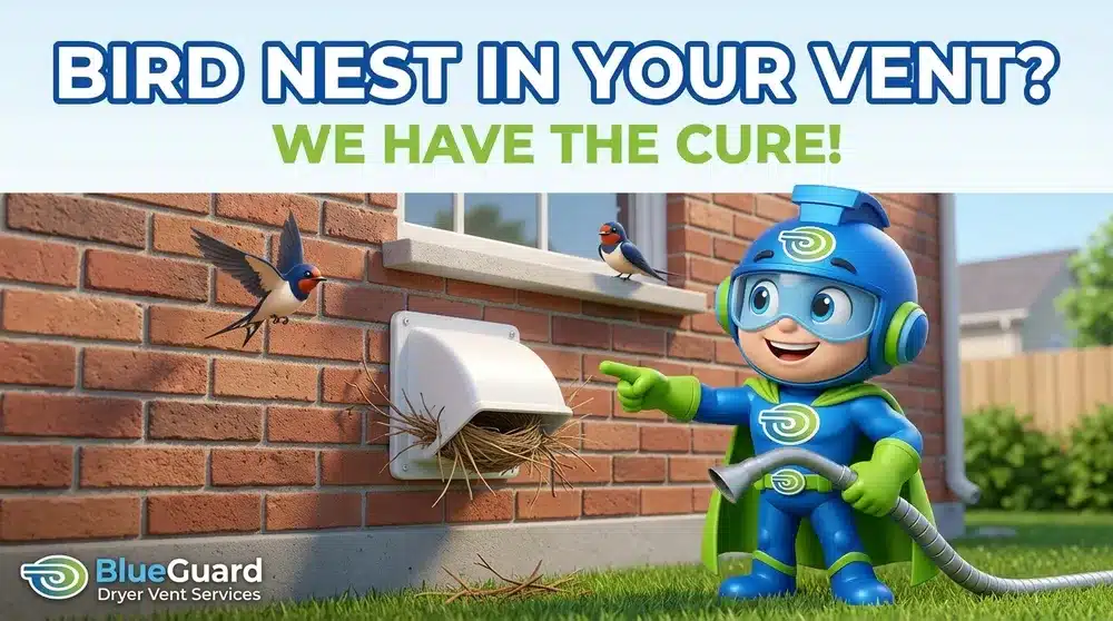 Dryer vent cleaning in Orleans to remove a bird nest from the vent