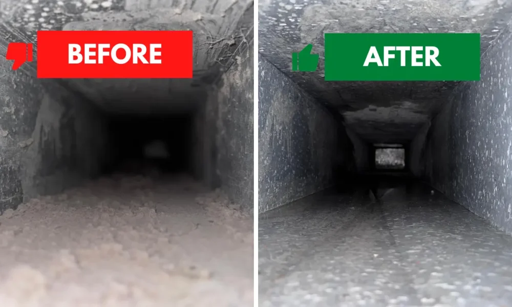 BlueGuard air duct cleaning services in Ontario & Montréal - Before After Image